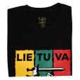Juodi marškinėliai Lietuva su Vyčiu trispalvės fone